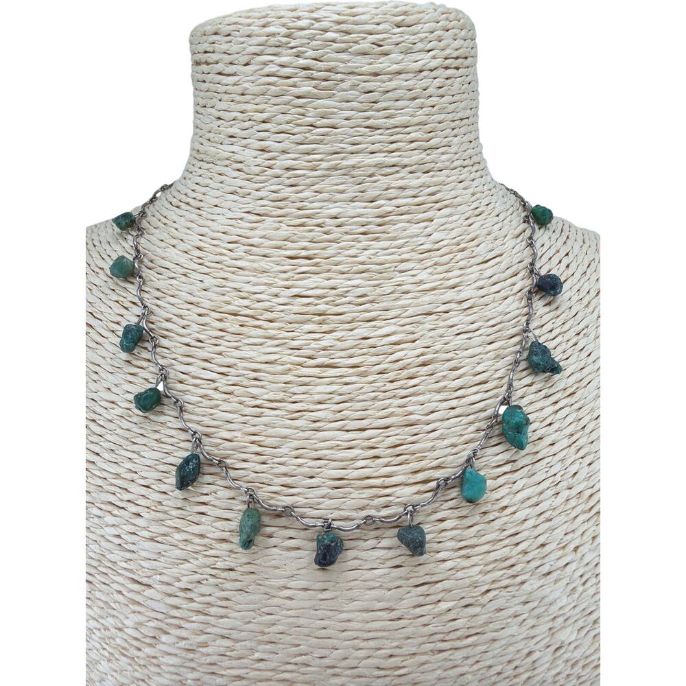 Vintage Artisanal Turquoise and  Chain Wire Wrapped Necklace